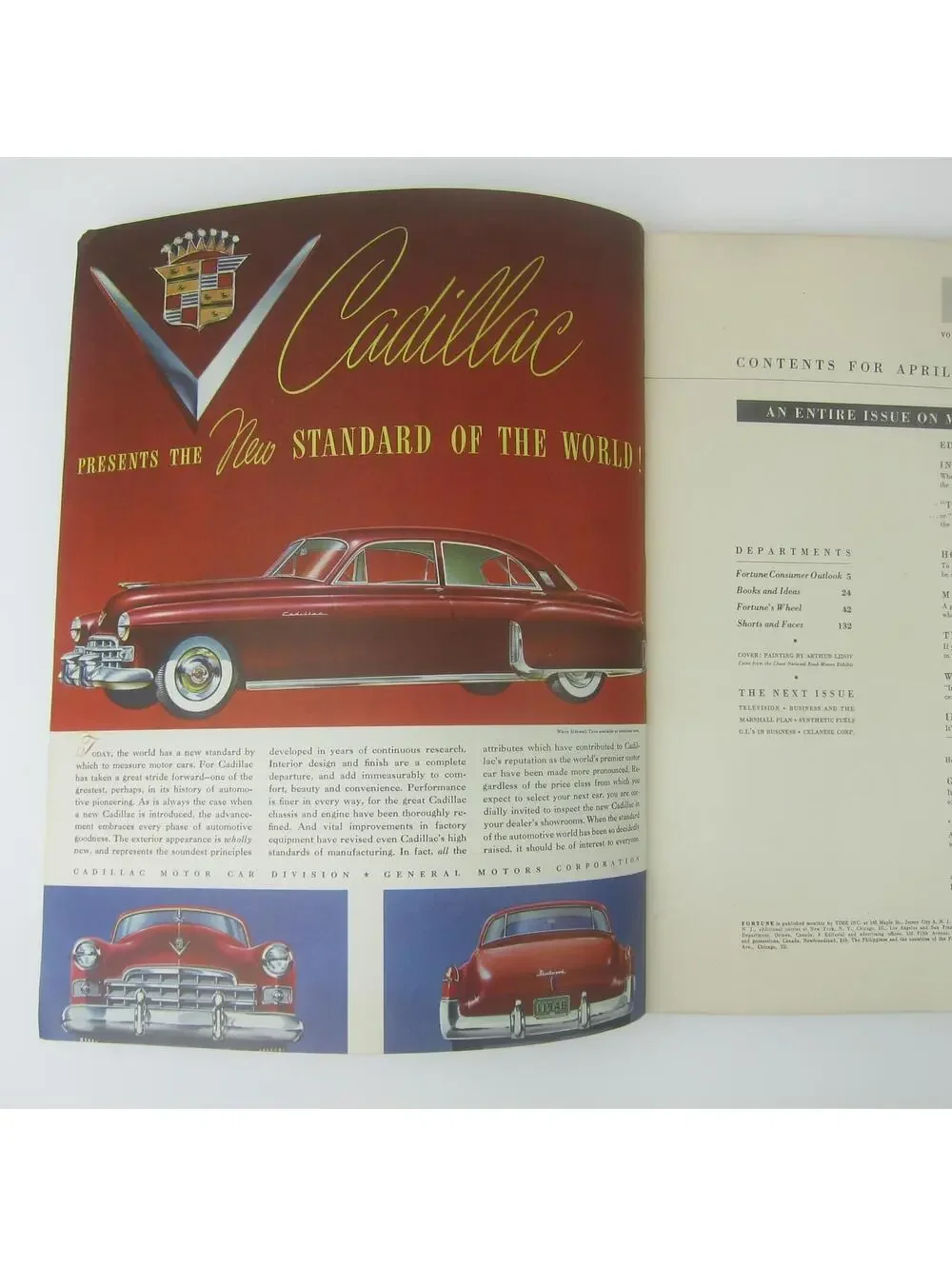Vintage FORTUNE Magazine April 1948 Cadillac, Oldsmobile, Austin of England Ads